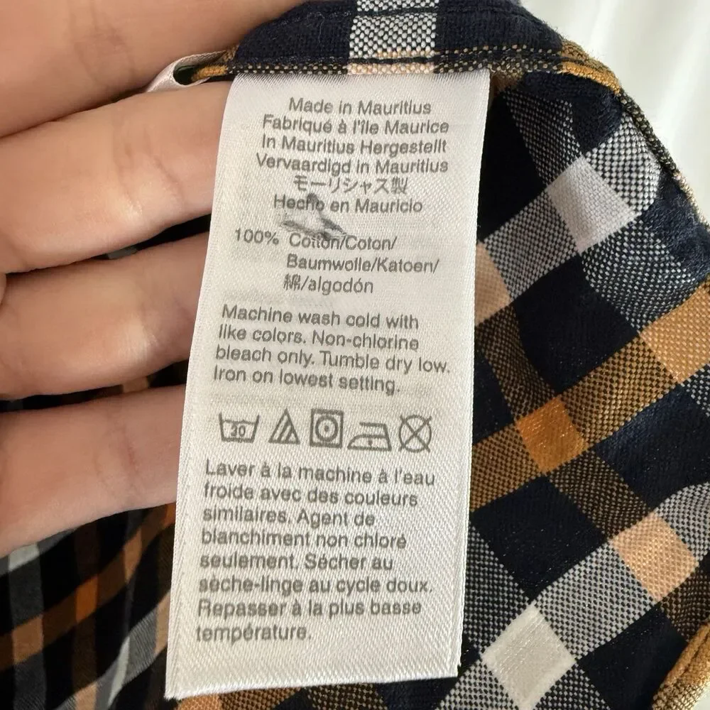 J. Crew Flex Oxford Button Up Shirt Men's Medium Slim Fit Blue Plaid Collared